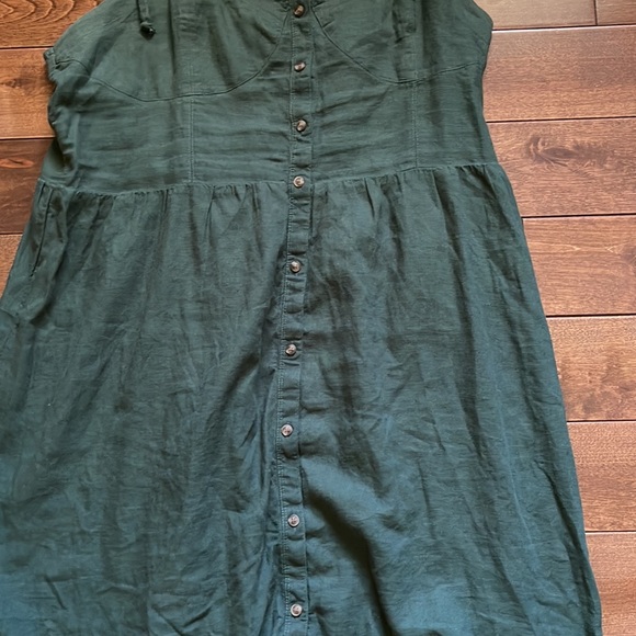 Aerie Evergreen Button Down Summer Dress - Picture 3 of 5
